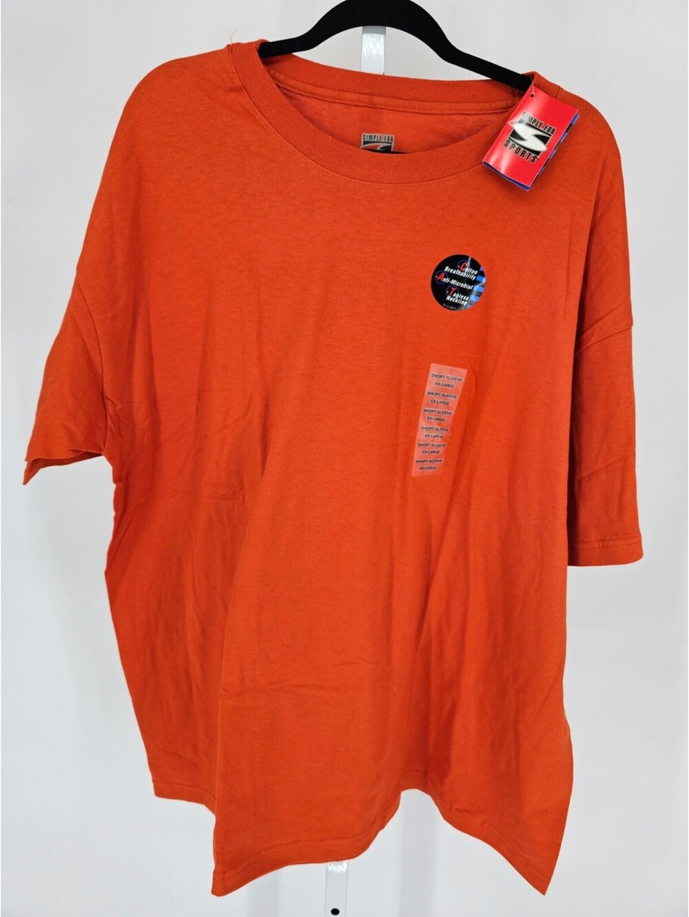 Vtg Simply for Sports Mens Sz XXL Short Sleeve Crew Neck T Shirt Orange NEW
